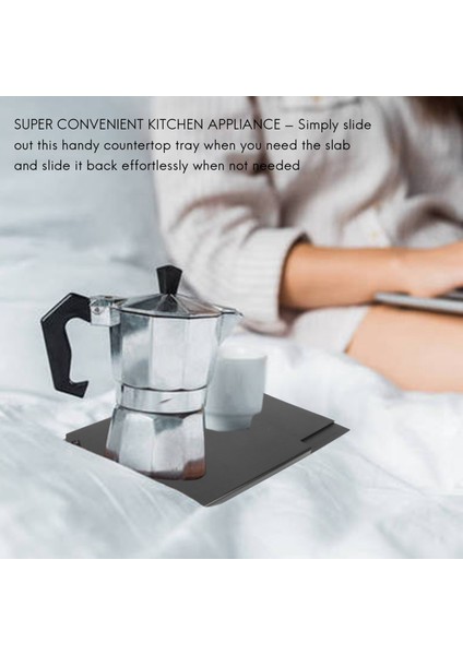 Mutfak Sürgülü Kahve Tepsisi Mat, 12 Inç Dolap Altı Aletleri Kahve Makinesi Ekmek Kızartma Makinesi Tezgah Depolama Pürüzsüz Dönen Tekerlekler ile Hareketli Kaydırıcı (2 Paket) (Yurt Dışından)