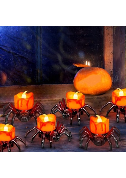 12 Pcs Cadılar Bayramı Dekoratif Mumlar, Cadılar Bayramı Örümcek Tealights Cadılar Bayramı Partisi Için Ürkütücü Elektrikli Titrek Mumlar (Yurt Dışından)