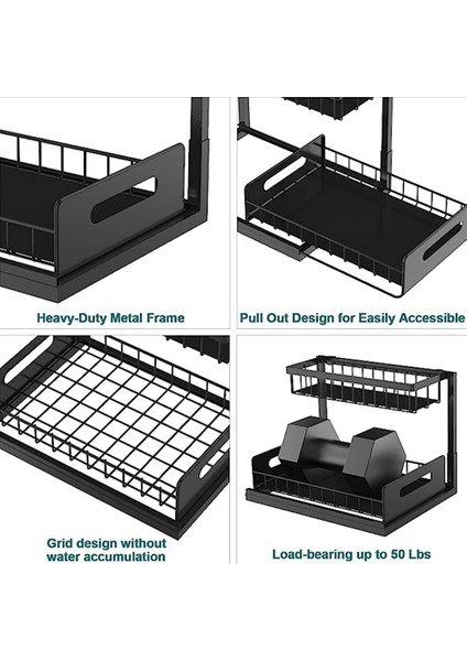 Lavabo Düzenleyici, Çekmeceli Dolap Düzenleyici 2 Katmanlı Sürgülü Raf Mutfak Lavabosu Altı Düzenleyiciler ve Depolama Için Çok Kullanımlı (Yurt Dışından)