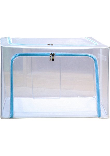 Kumaş Elbise Çelik Çerçeve Şeffaf Saklama Kutusu Çarşaf Battaniye Yastık Ayakkabı Raf Konteyner Katlanabilir Saklama Kutusu D (Yurt Dışından)