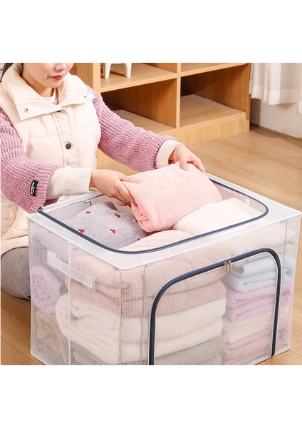 Kumaş Elbise Çelik Çerçeve Şeffaf Saklama Kutusu Çarşaf Battaniye Yastık Ayakkabı Raf Konteyner Katlanabilir Saklama Kutusu D (Yurt Dışından) modelleri
