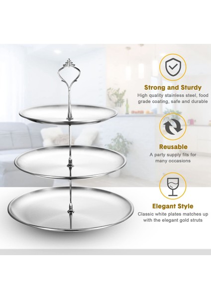 Kek Standları Paslanmaz Çelik Katmanlı Cupcake Standı 3 Katmanlı Servis Tepsisi Masa Ekran Cupcake Kulesi Kek Tabakları (Yurt Dışından) fırsatları