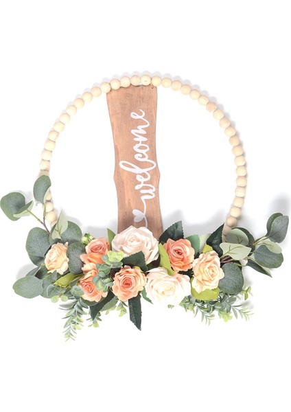 Ön Kapı Için Hoş Geldiniz Tabelası, Ahşap Boncuklar ve Okaliptüs Çelengi, Iç Mekan Dış Mekan Her Mevsim Çiçek Çelengi (Yurt Dışından) fiyatları