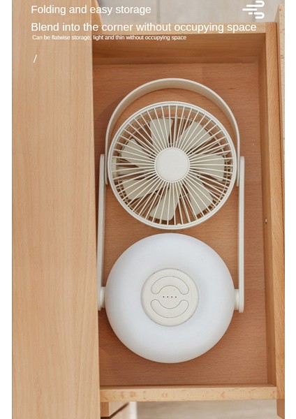 10000 Mah Duvara Monte Fan Gece Lambası Ücretsiz Delme Ev Sessiz Fan Masaüstü Masaüstü Fan USB Şarj Fanı Krem Renk (Yurt Dışından)