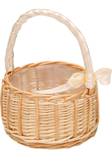 Dokuma Rattan Depolama Sepeti Çiçek Kız El Sepeti Fiyonklu El Yapımı, L (Yurt Dışından)