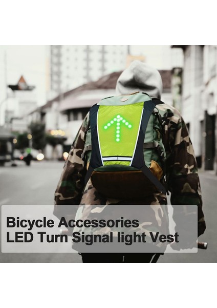 LED Bisiklet Dönüş Sinyali Sırt Çantası, LED Bisiklet Dönüş Sinyalleri Yelek, Yön Göstergesi ile Şarj Edilebilir Yansıtıcı Sırt Çantası (Yurt Dışından)