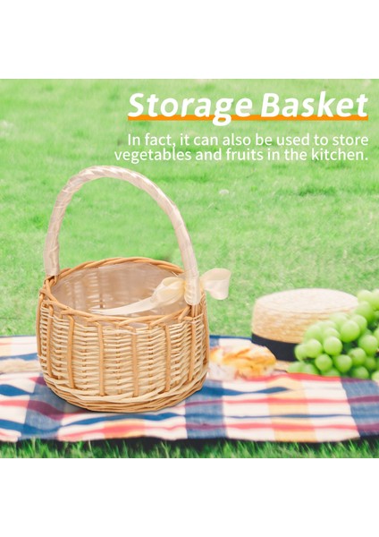 Dokuma Rattan Depolama Sepeti Çiçek Kız El Sepeti Fiyonklu El Yapımı, L (Yurt Dışından) fırsatları