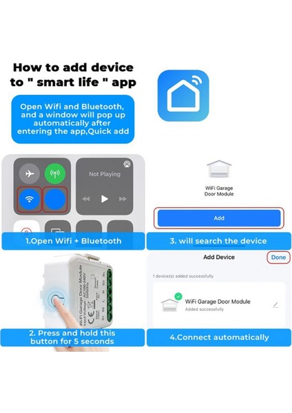 Tuya Akıllı Wifi Garaj Kapısı Açıcı Denetleyici Uygulaması Sesli Uzaktan Kumanda Alexa Google Ev Asistanı Için Çalışmak (Yurt Dışından)