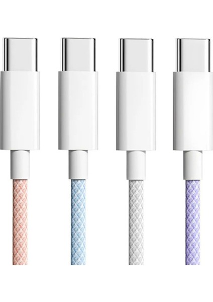 15 Macaron Veri Kablosu Için Çift Tip-C Hızlı Şarj Örgülü Veri Kablosu C'den C'ye 60W 100CM Şarj Kablosu, Pembe (Yurt Dışından) modelleri