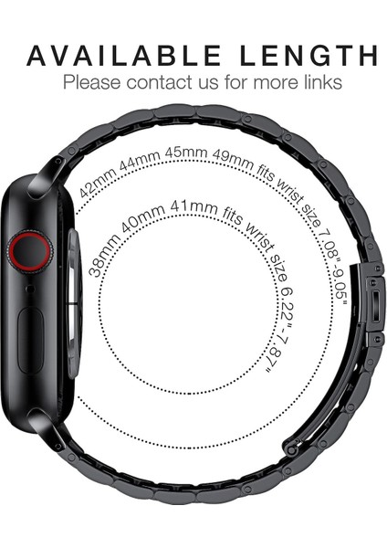 Apple Watch Uyumlu 42MM 44MM 45MM 49MM 1/2/3/4/5/6/se/7/8/9/ultra 2 Metal Kordon Premium