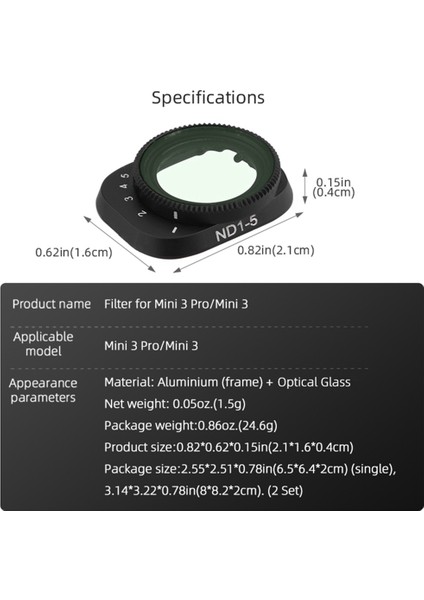 Mini 3pro Için Filtre Ayarlanabilir Taşınabilir Karartma Aynası Mini 3 Lens Koruma Aksesuarları, Vnd2-5+Nd5-9 (Yurt Dışından)