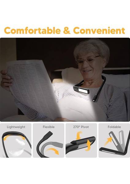 Kitap Okuma Işığı Boyun Işık, Kitap Sevgilisi Açık Hava Kamp Için Noel Doğum Günü Hediyeleri Kadın Boyun Kitap Işığı Siyah (Yurt Dışından) modelleri