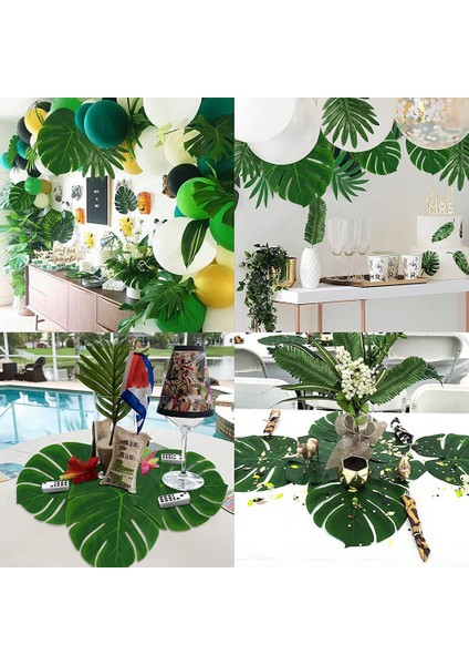 88 Parça Palmiye Orman Yaprakları 8 Çeşit Sahte Tropikal Monstera Yaprakları Hawaii Luau Parti Plaj Tema Parti Için Sapları ile (Yurt Dışından)