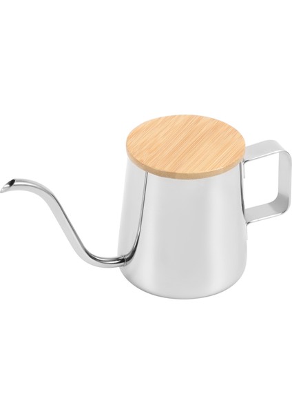 350ML Uzun Dar Borulu Cezve Gooseneck Su Isıtıcısı Paslanmaz Çelik El Damlama Su Isıtıcısı Ahşap Kapaklı Kahve ve Çaydanlık Üzerine Dökün (Yurt Dışından)
