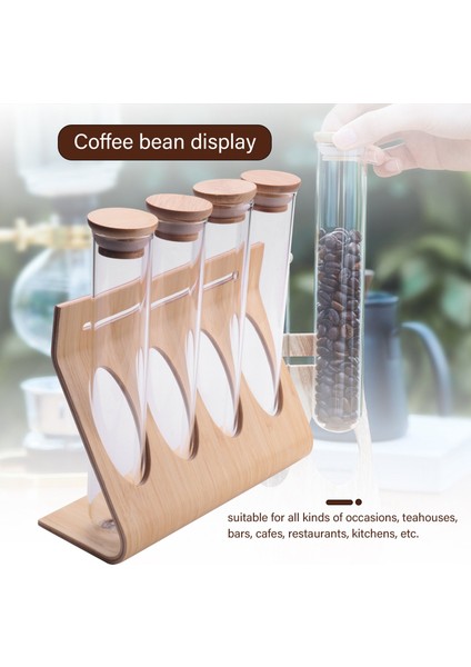 Ahşap Kahve Çekirdekleri Çay Vitrin Rafı Standı Cam Test Tüpü Mühürlü Depolama Dekoratif Süsler Tahıllar Teneke Kutu Barista Için (Yurt Dışından)
