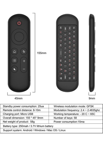 M5 Ir 2.4g Hava Fare Uzaktan Touchpad Android Tv Kutusu Pc Için Mini Kablosuz Klavye Uçan Fare (Renkli Arkadan Aydınlatmalı) (Yurt Dışından)