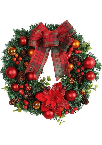Kırmızı Yay Noel Topu Çelenk Noel Çelenk Alışveriş Merkezi Penceresi Noel Dekorasyon Kolye (Yurt Dışından)