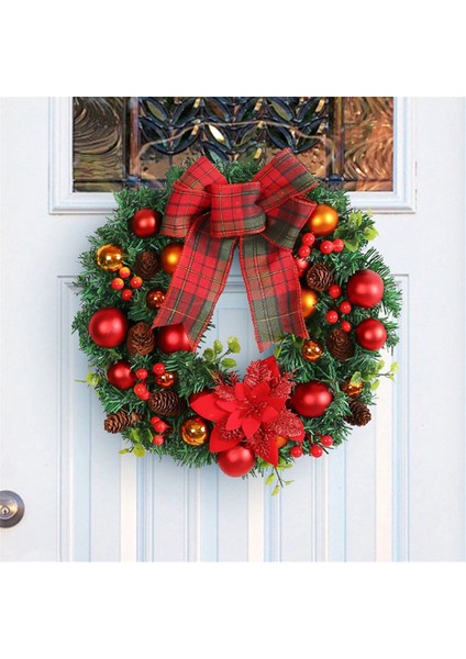 Kırmızı Yay Noel Topu Çelenk Noel Çelenk Alışveriş Merkezi Penceresi Noel Dekorasyon Kolye (Yurt Dışından)