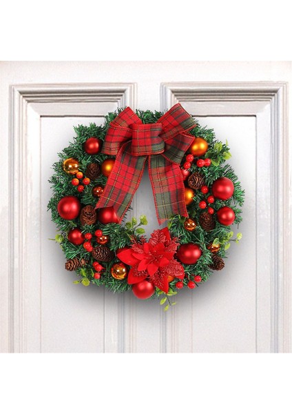 Kırmızı Yay Noel Topu Çelenk Noel Çelenk Alışveriş Merkezi Penceresi Noel Dekorasyon Kolye (Yurt Dışından)