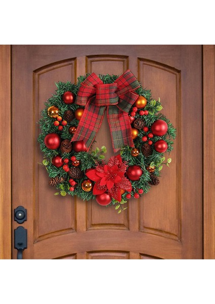 Kırmızı Yay Noel Topu Çelenk Noel Çelenk Alışveriş Merkezi Penceresi Noel Dekorasyon Kolye (Yurt Dışından)