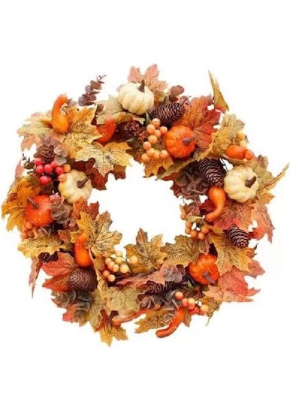 Sonbahar Kapı Çelenkleri Noel Cadılar Bayramı Dekorasyon Kabak Berry Suni Çam Kozalağı Akçaağaç Yapay Çelenk (Yurt Dışından)