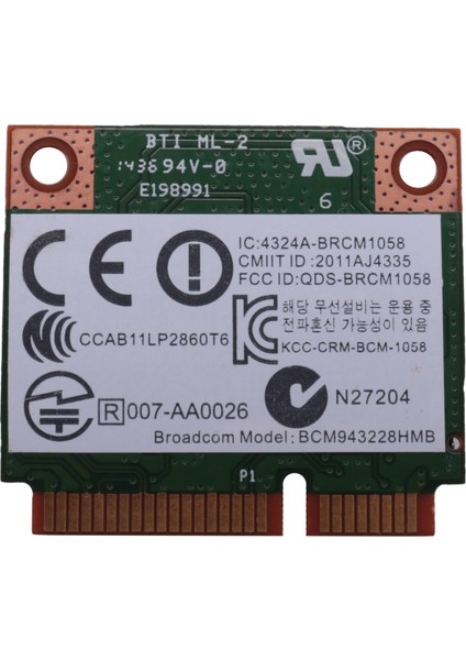 Çift Bant BCM943228HMB 802.11A/B/G 300 Mbps Wifi Kablosuz Kart Bluetooth 4.0 Yarım Mını Pci-E Dizüstü Bilgisayar Wlan 2.4 Ghz 5 Ghz (Yurt Dışından)