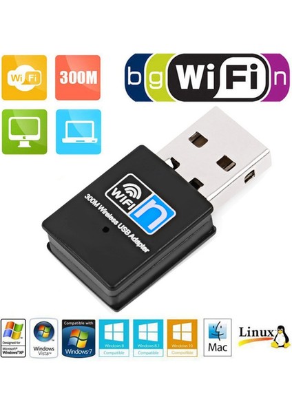 Kablosuz Mini USB Wifi Adaptörü 802.11N 300 Mbps Usb2.0 Alıcı Dongle Ağ Kartı Masaüstü Dizüstü Pc Için (Yurt Dışından) indirimleri