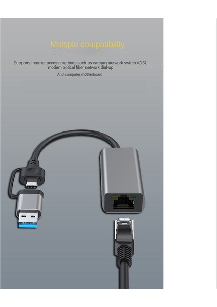 USB Tip C RJ45 Kablolu Ağ Kartına Harici Kablolu USB 3.0 Dizüstü Bilgisayar Için Ethernet Adaptörüne, 1000MBPS (Yurt Dışından)
