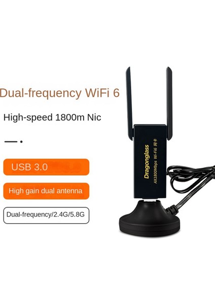 Kablosuz Lan Adaptörü Usb3.0 Wi-Fi6 1800M Kablosuz Lan Ethernet Wi-Fi Dongle 1800MBPS2.4G 5.8g Çift Bantlı Kablosuz Lan (Yurt Dışından)