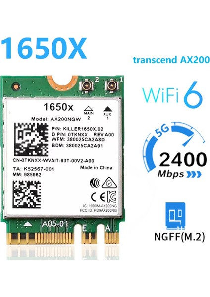 1650X Wifi Kartı + Anten AX200 AX200NGW 3000 Mbps 2.4g 5g Wifi 6 + Bt 5.1 Gigabit Kablosuz Ağ Kartı WIN11 Için (Yurt Dışından) modelleri