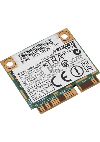 Azurewave BCM94352HMB Wıfı Kartı Mini Pcıe 802.11AC 867 Mhz Kablosuz Wıfı Wlan Bluetooth Kartı (Yurt Dışından)