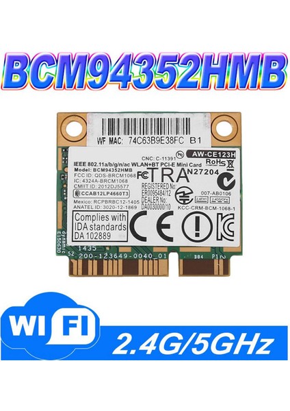 Azurewave BCM94352HMB Wıfı Kartı Mini Pcıe 802.11AC 867 Mhz Kablosuz Wıfı Wlan Bluetooth Kartı (Yurt Dışından)