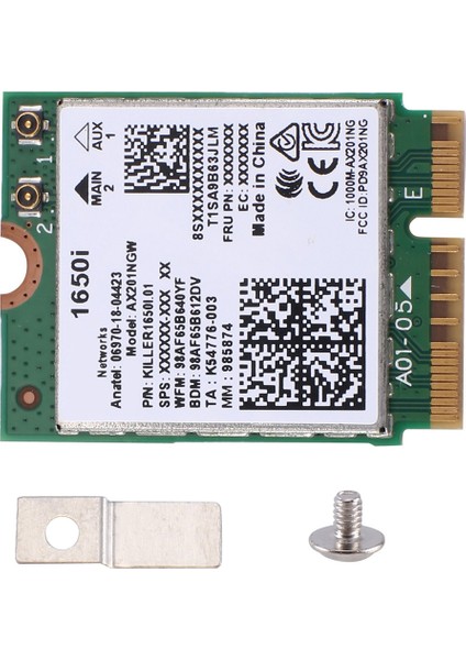 1650I Ac AX201NGW Wifi Kartı Wifi6 Çift Bantlı Kablosuz Kart 802.11AX//G Bt 5.0 Dizüstü Bilgisayar Için (Yurt Dışından)