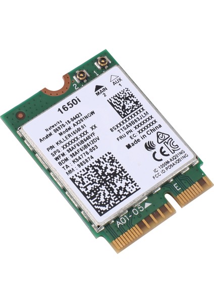 1650I Ac AX201NGW Wifi Kartı Wifi6 Çift Bantlı Kablosuz Kart 802.11AX//G Bt 5.0 Dizüstü Bilgisayar Için (Yurt Dışından)