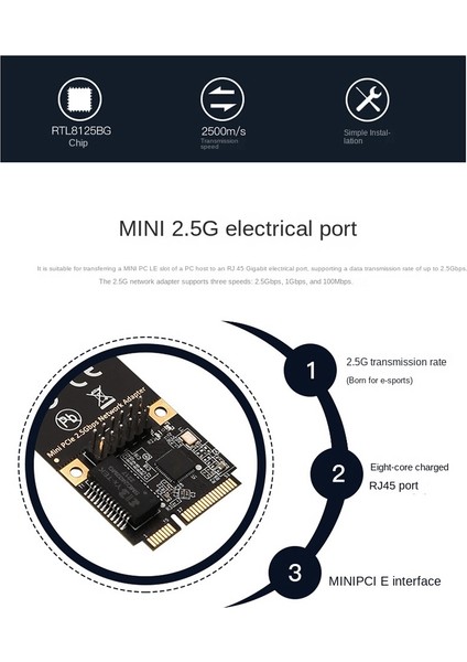 Mini Pcıe Tek Bağlantı Noktalı Gigabit Ağ Kartı 2500 M Ethernet Ağ Adaptörü RJ45 Lan Oyun Ağ Kartı (Yurt Dışından) fiyatları