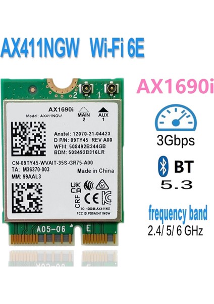 AX1690I Wifi Kartı AX411 Wi-Fi 6e Hız 2,4 Gbps 802.11AX 2,4/5/6 Ghz Bluetooth 5.3 Kablosuz Modül (Yurt Dışından)