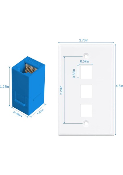 Paket 3 Bağlantı Noktalı Ethernet Duvar Plakası, RJ45 Sıralı Bağlayıcı Eklemeli RJ45 Duvar Plakası, Cat6 Plaka (Yurt Dışından)