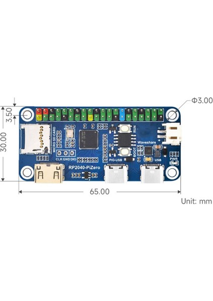 RP2040-PIZERO Geliştirme Kartı, Gpio Arayüz Modülüyle Uyumlu RP2040 Çift Çekirdekli Işlemci Tabanlı (Yurt Dışından)