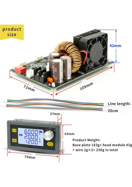 XY6020L Cnc Ayarlanabilir Doğru Akım Stabilize Gerilim Güç Kaynağı Sabit Gerilim ve Akım Düşürme Modülü, A (Yurt Dışından)