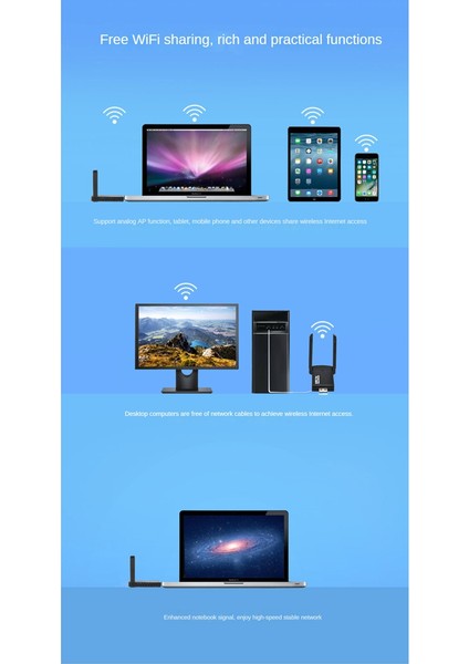 2.4g/5g Çift Bant USB Wifi Adaptörü 1300 Mbps USB Wifi Dongle USB 3.0 Anten Alıcı Ağ Kartı Wifi Modülü Pc Için (Yurt Dışından)