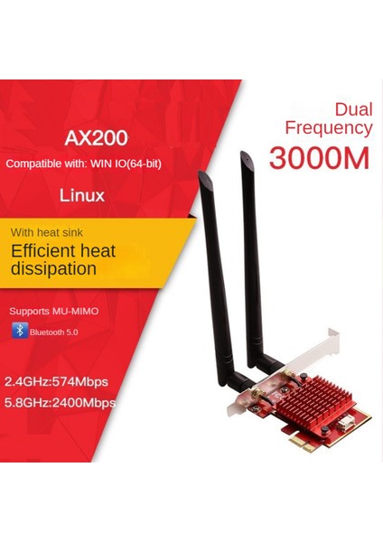 3000 Mbps Wifi 6 AX200 Wifi Kartı 802.11AX 2.4g/5 Ghz Bluetooth 5.2 Çift Bant Masaüstü Pcı-E Kablosuz Wifi Adaptörü WIN10 (Yurt Dışından)