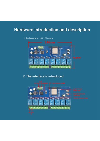 ESP32 Wıfı Bluetooth Ble 8 Yollu Röle Modülü ESP32-WROOM Ikincil Geliştirme Kurulu DC5-30V Güç Kaynağı (Yurt Dışından)