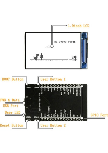 1.9 Inç LCD Ekranlı ESP32-C3 Geliştirme Kartı ST7739 Sürücü IPS Arayüzü Lvgl Bluetooth Wifi Modülü (Yurt Dışından)
