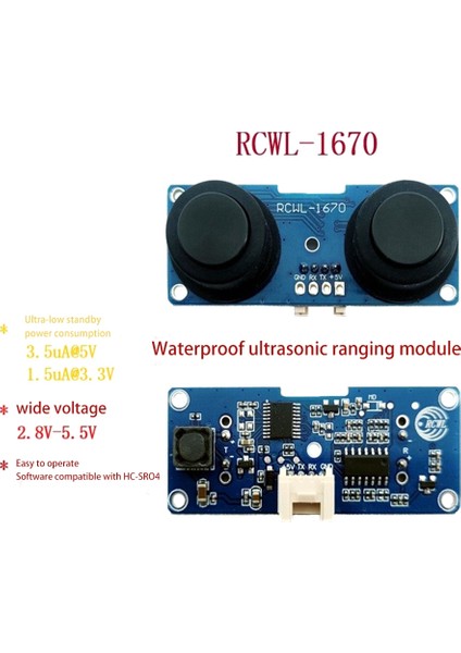 RCWL-1670 Su Geçirmez Alıcı-Verici Bölünmüş Ultrasonik Mesafe Sensörü Modülü 1.5ua Ultra Düşük Güç Tüketimi (Yurt Dışından)