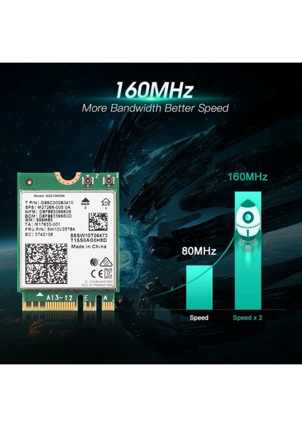 AX210 AX210NGW Ağ Kartı M.2 Ngff 2.4ghz/5g Wı-Fı 6e 2400MBPS Wifi Kartı 802.11AX Bluetooth 5.2 Wifi Adaptörü (Yurt Dışından)