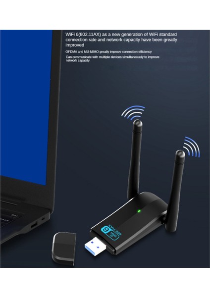 Wifi 6 USB Adaptörü Çift Bant AX1800 2.4g/5ghz Kablosuz Ağ Kartı Windows 7/10/11 Için USB 3.0 Wifi6 Adaptörü (Yurt Dışından)