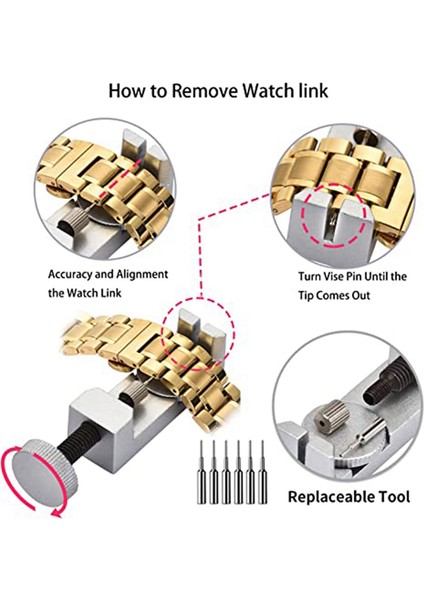 Jaerbee Saat Bandınızı Her Saat Tarzına Uyum Sağlayacak Şekilde Ayarlamak Için Metal Ayarlanabilir Saat Bandı Pimi Sökücü Onarım Alet Setini Kullanın (Yurt Dışından) fiyatları