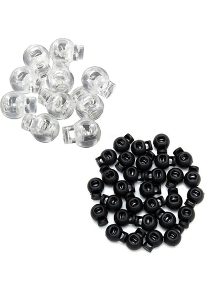 100 x Siyah Top Kablo Kilitleri Yuvarlak Kordonlu Kilitleri ve 10 Adet Plastik Geçiş Yaylı Stop Tek Delikli Dize Kablo Kilitleri (Yurt Dışından)