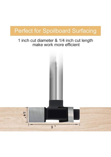 Cnc Spoilboard Yüzey Freze Uçları, 1/4 Inç Şaft 1 Inç Kesme Çapı, Döşeme Düzleştirme Yönlendirici Ucu Planya Ucu (Yurt Dışından)
