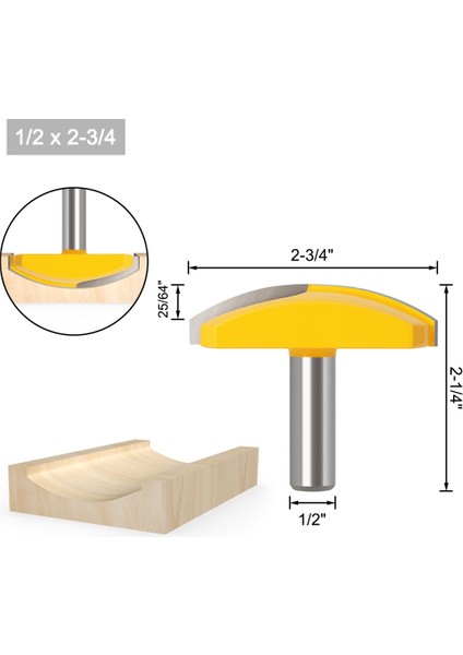 Stile Freze Uçları 1/2 Sap-1 x Freze Kesici Ucu-Gösterildiği Gibi (Yurt Dışından)